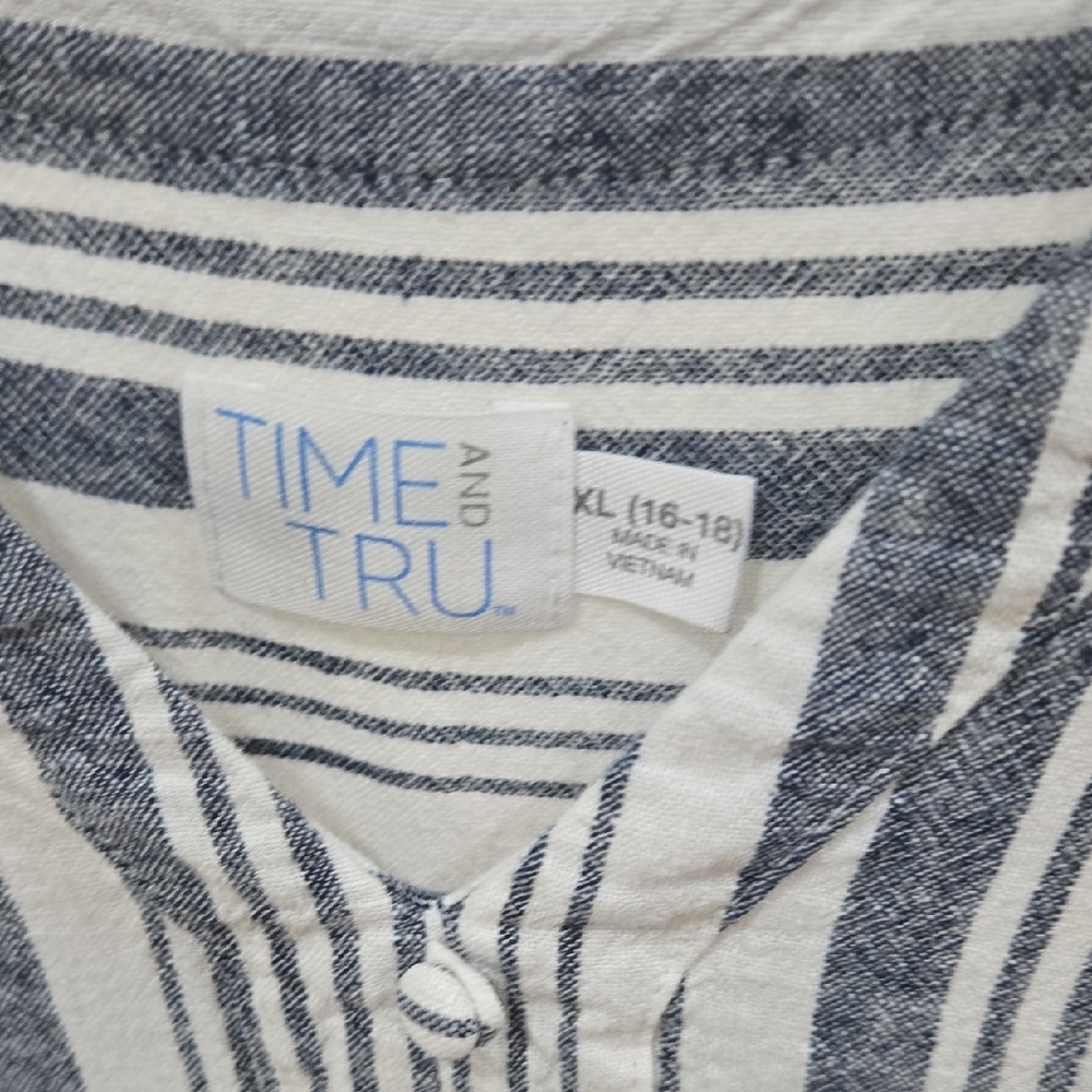 Time and Tru Navy and White Striped Dress - Picture 2 of 4